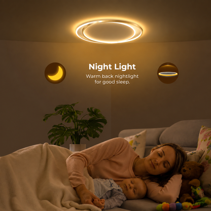 LED lustr s dálkovým ovládáním SOLARA 51W, 2 kruhy, studené/teplé/neutrální světlo, stmívatelné, bílé zlato