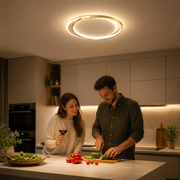 LED lustr s dálkovým ovládáním SOLARA 51W, 2 kruhy, studené/teplé/neutrální světlo, stmívatelné, bílé zlato