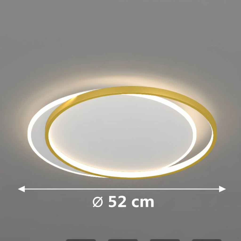 LED lustr s dálkovým ovládáním SOLARA 51W, 2 kruhy, studené/teplé/neutrální světlo, stmívatelné, zlato bílé LED lustry s dálkovým ovládáním Výchozí název Alessandro Design