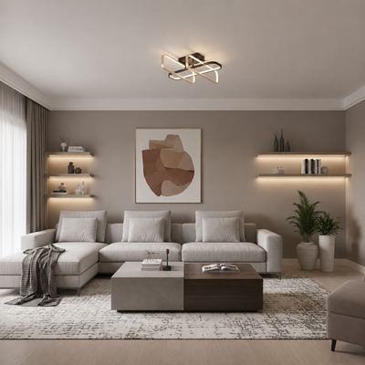 TRANBERG LED lustr s dálkovým ovládáním, 3 zdroje (1 černý+2 zlaté), 3000K/4000K/6000K, 144W, kov a plast, černá