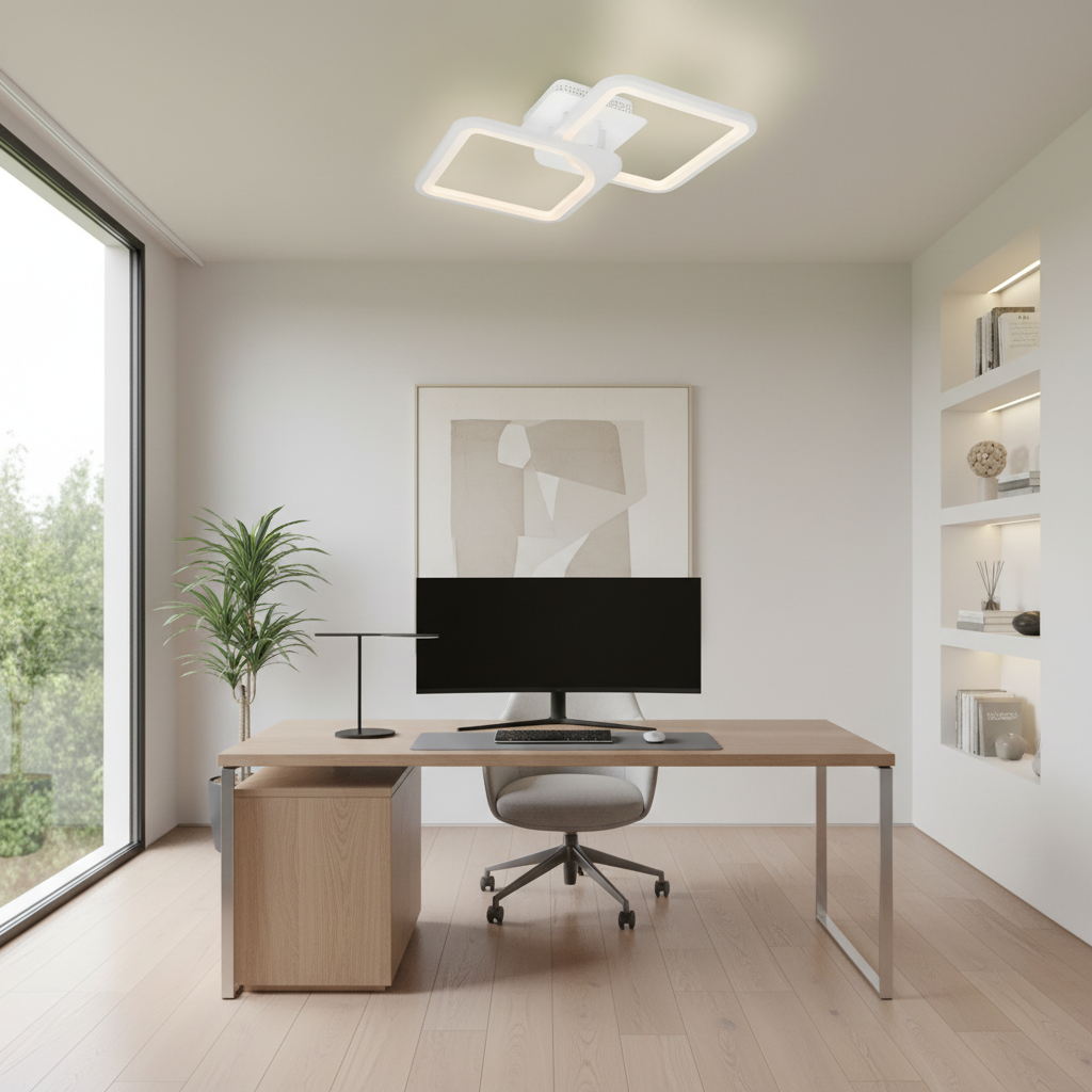 LED lustr s dálkovým ovládáním ZOE 41W, 2 čtverce, studené/teplé/neutrální světlo, stmívatelné, bílý LED lustr s dálkovým ovládáním Výchozí název Alessandro Design