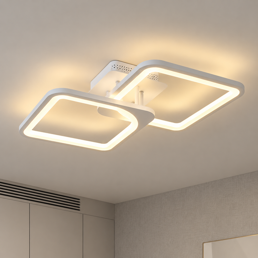 LED lustr s dálkovým ovládáním ZOE 41W, 2 čtverce, studené/teplé/neutrální světlo, stmívatelné, bílá