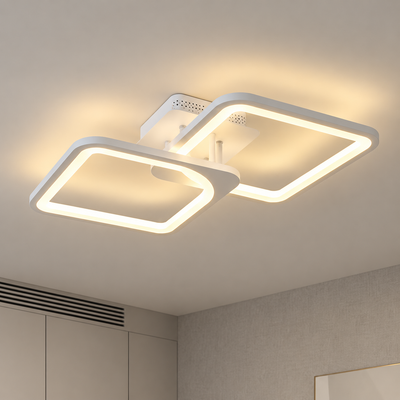 LED lustr s dálkovým ovládáním ZOE 41W, 2 čtverce, studené/teplé/neutrální světlo, stmívatelné, bílá