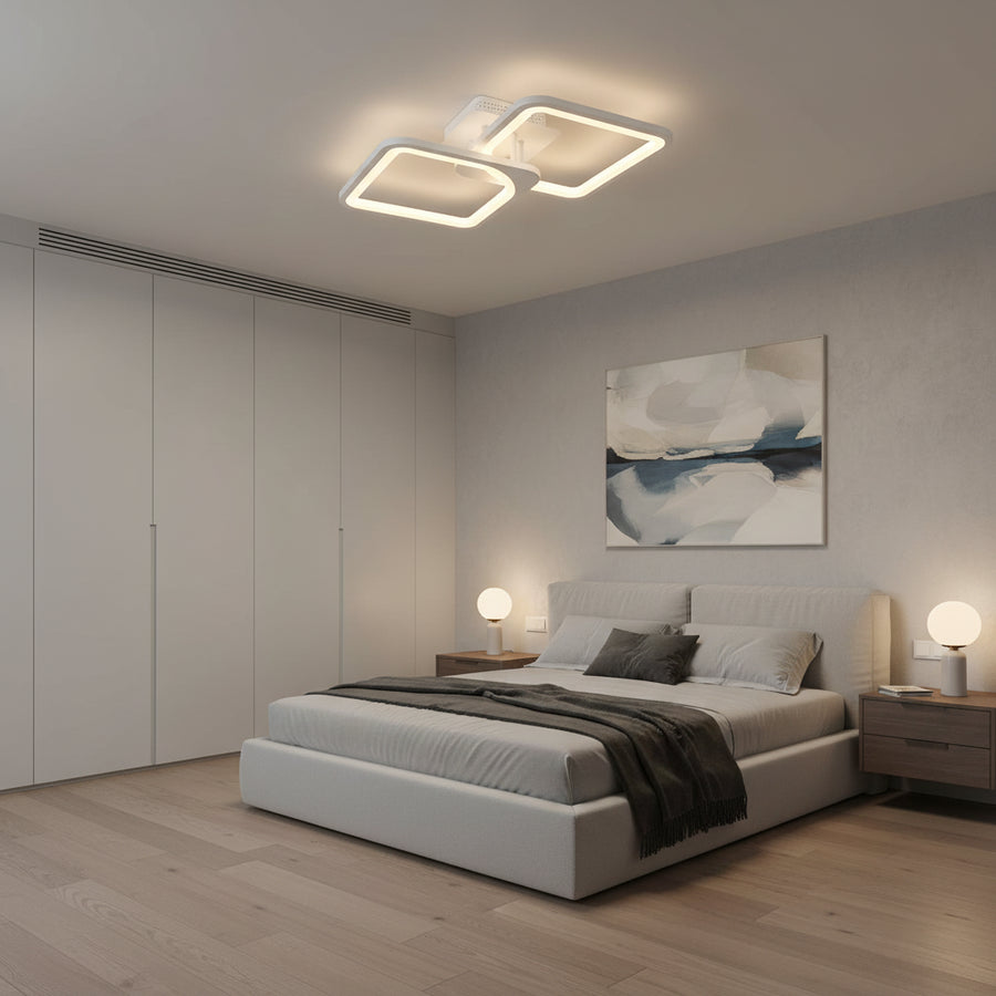 LED lustr s dálkovým ovládáním ZOE 41W, 2 čtverce, studené/teplé/neutrální světlo, stmívatelné, bílý LED lustr s dálkovým ovládáním Výchozí název Alessandro Design