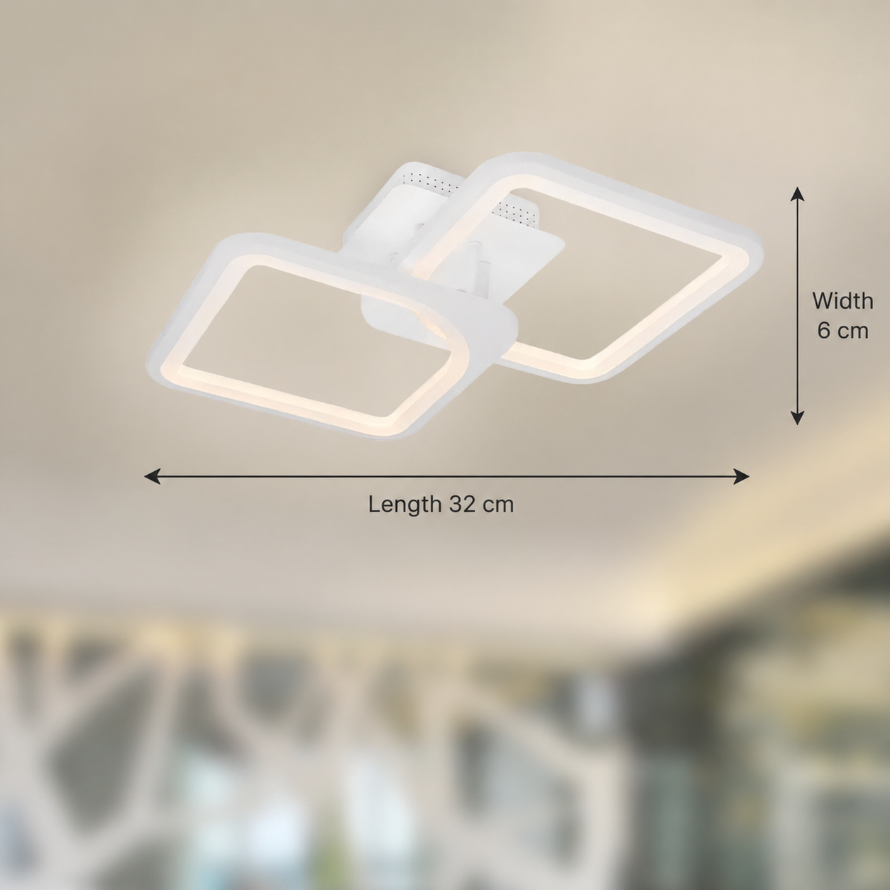 LED lustr s dálkovým ovládáním ZOE 41W, 2 čtverce, studené/teplé/neutrální světlo, stmívatelné, bílý LED lustr s dálkovým ovládáním Výchozí název Alessandro Design