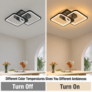 LED lustr s dálkovým ovládáním ZOE 41W, 2 čtverce, studené/teplé/neutrální světlo, stmívatelné, černá