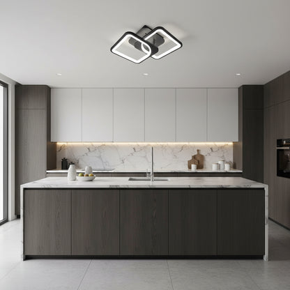 LED lustr s dálkovým ovládáním ZOE 27W, 2 čtverce, studené/teplé/neutrální světlo, stmívatelné, černé LED lustry s dálkovým ovládáním Výchozí název Alessandro Design