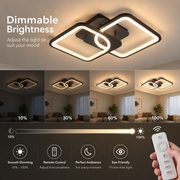 LED lustr s dálkovým ovládáním ZOE 41W, 2 čtverce, studené/teplé/neutrální světlo, stmívatelné, černá