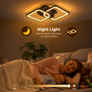LED lustr s dálkovým ovládáním ZOE 41W, 2 čtverce, studené/teplé/neutrální světlo, stmívatelné, černá