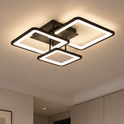 LED lustr s dálkovým ovládáním ZOE 60W, 3 čtverce, studené/teplé/neutrální světlo, stmívatelné, černá, kov a akryl