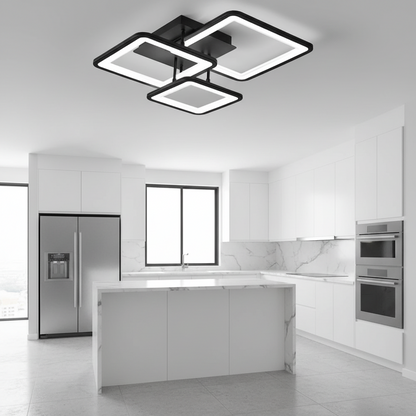 LED lustr s dálkovým ovládáním ZOE 60W, 3 čtverce, studené/teplé/neutrální světlo, stmívatelné, černé LED lustry s dálkovým ovládáním Výchozí název Alessandro Design