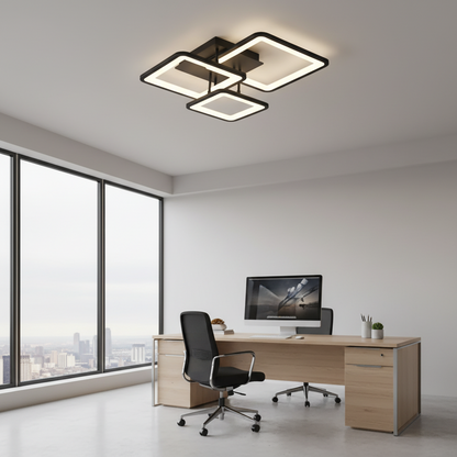 LED lustr s dálkovým ovládáním ZOE 60W, 3 čtverce, studené/teplé/neutrální světlo, stmívatelné, černé LED lustry s dálkovým ovládáním Výchozí název Alessandro Design