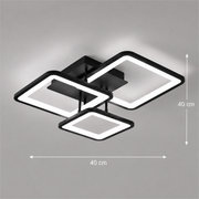 LED lustr s dálkovým ovládáním ZOE 60W, 3 čtverce, studené/teplé/neutrální světlo, stmívatelné, černá, kov a akryl