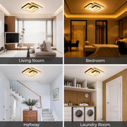 Lustra LED cu telecomanda si cristal ASHGABAT 66W, 2 Patrate, lumina Rece/Calda/Neutra, Dimabila, Alb