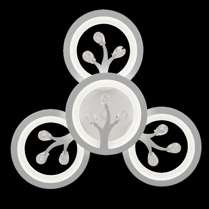 LED lustr s dálkovým ovládáním a krystalem DAISY 53W, 4 Elements, Studené/Teplé/Neutrální světlo, Stmívatelné, Bílá