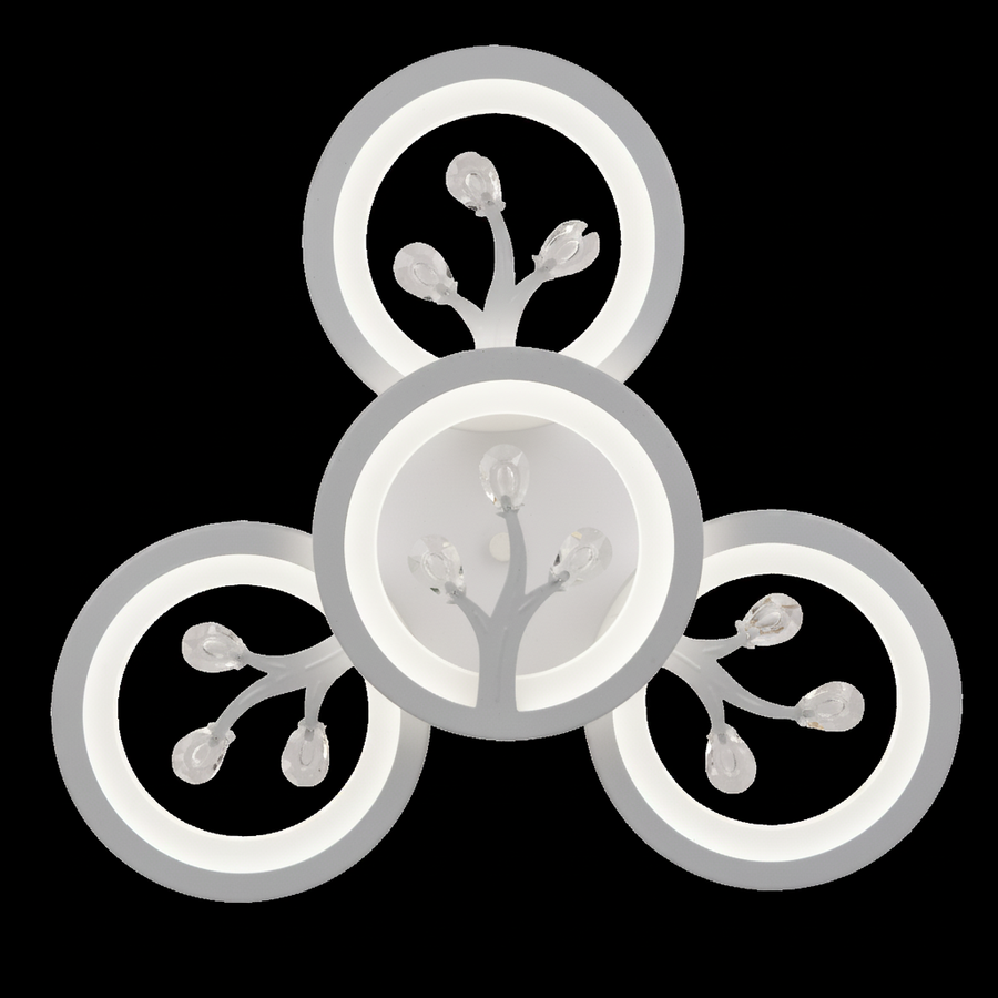 LED lustr s dálkovým ovládáním a krystalem DAISY 53W, 4 Elements, Studené/Teplé/Neutrální světlo, Stmívatelné, Bílá