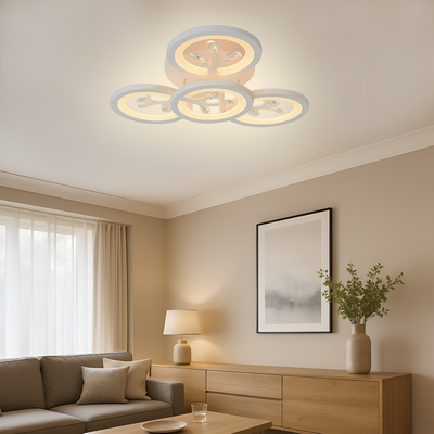 LED lustr s dálkovým ovládáním a krystalem DAISY 53W, 4 Elements, Studené/Teplé/Neutrální světlo, Stmívatelné, Bílá