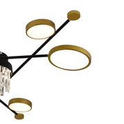 Lustra LED cu telecomanda si cristal GUIDA 38W, 6 Elemente, lumina Rece/Calda/Neutra, Dimabila, Negru Auriu Lustre LED cu Telecomanda Default Title Alessandro Design
