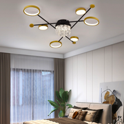 Lustra LED cu telecomanda si cristal GUIDA 38W, 6 Elemente, lumina Rece/Calda/Neutra, Dimabila, Negru Auriu Lustre LED cu Telecomanda Default Title Alessandro Design
