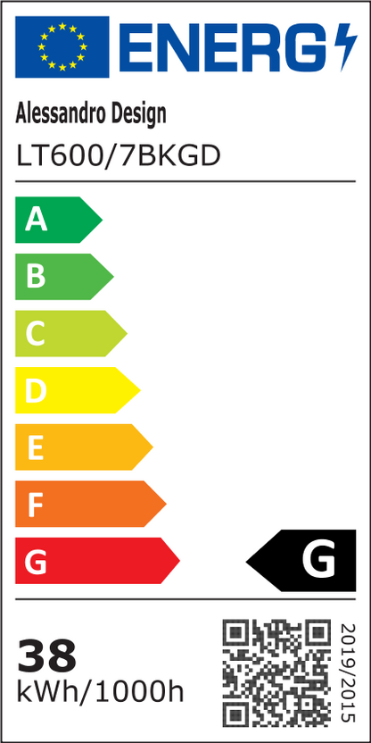 LED lustr s dálkovým ovládáním a krystalem GUIDA 38W, 6 prvků, studené/teplé/neutrální světlo, stmívatelné, černé zlato