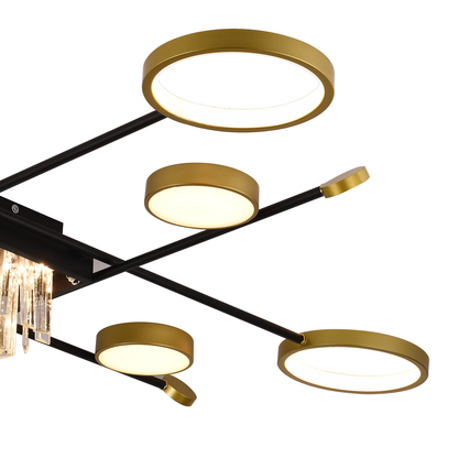 LED lustr s dálkovým ovládáním a krystalem GUIDA 46W, 8 prvků, studené/teplé/neutrální světlo, stmívatelné, černé zlato LED lustry s dálkovým ovládáním Výchozí název Alessandro Design