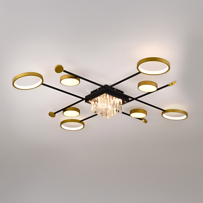 LED lustr s dálkovým ovládáním a krystalem GUIDA 46W, 8 prvků, studené/teplé/neutrální světlo, stmívatelné, černé zlato LED lustry s dálkovým ovládáním Výchozí název Alessandro Design