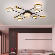 LED lustr s dálkovým ovládáním a krystalem GUIDA 46W, 8 prvků, studené/teplé/neutrální světlo, stmívatelné, černé zlato LED lustry s dálkovým ovládáním Výchozí název Alessandro Design