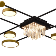 LED lustr s dálkovým ovládáním a krystalem GUIDA 46W, 8 prvků, studené/teplé/neutrální světlo, stmívatelné, černé zlato LED lustry s dálkovým ovládáním Výchozí název Alessandro Design