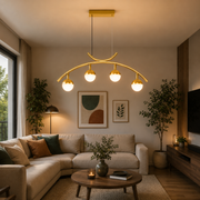 LED závěsný lustr PAAMIUT 34W, 4 světelné zdroje, Studené/Teplé/Neutrální světlo, Zlato, Nastavitelná výška