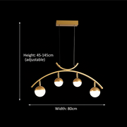 LED závěsný lustr PAAMIUT 34W, 4 světelné zdroje, Studené/Teplé/Neutrální světlo, Zlato, Nastavitelná výška