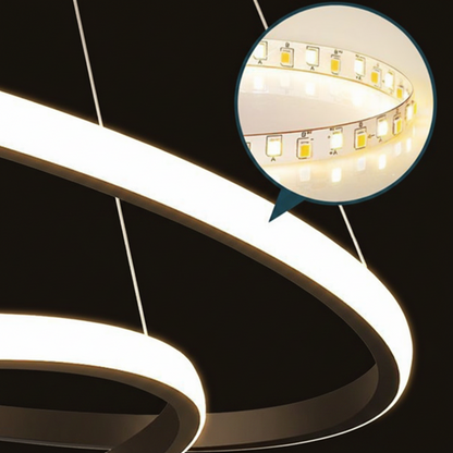 LED závěsný lustr RICCI 25W, 2 kruhy, studené/teplé/neutrální světlo, černý, výškově nastavitelné Moderní lustry Výchozí název Alessandro Design