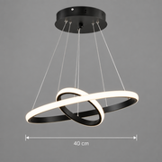 LED závěsný lustr RICCI 25W, 2 kruhy, studené/teplé/neutrální světlo, černý, výškově nastavitelný