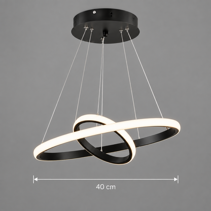 LED závěsný lustr RICCI 25W, 2 kruhy, studené/teplé/neutrální světlo, černý, výškově nastavitelný