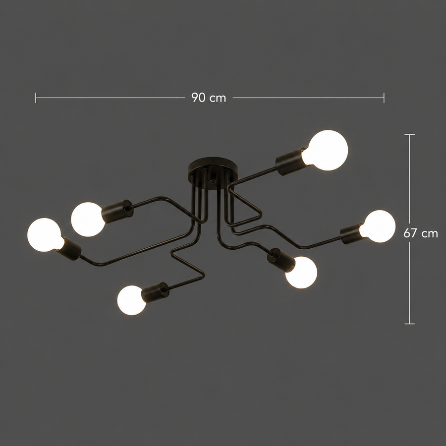 MODERNISTICKÝ Lustr Hexa 6, 6x E27, černý, moderní design