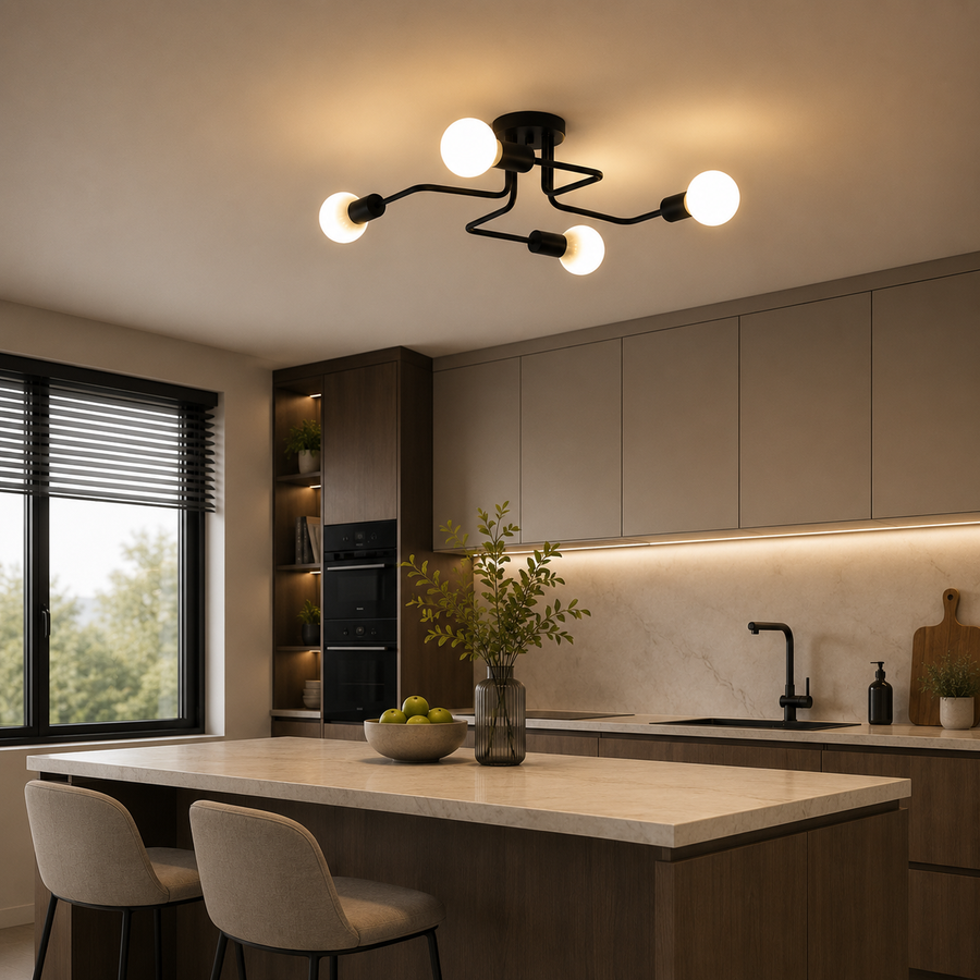 MODERNISTICKÝ Lustr Quadra 4, 4x E27, černý, moderní design