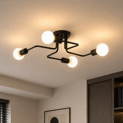 MODERNISTICKÝ Lustr Quadra 4, 4x E27, černý, moderní design