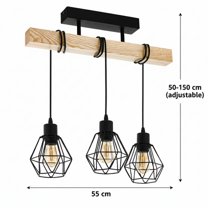 Marcellus Lustr, 3x E27, Hnědá Černá Průmyslové Lustry Výchozí název Alessandro Design