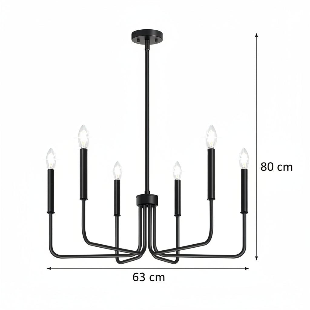 AVANT kovový lustr, kyvadlový typ s rameny, D63 cm kulatý, 6xE14, černý Průmyslové lustry Výchozí název Alessandro Design
