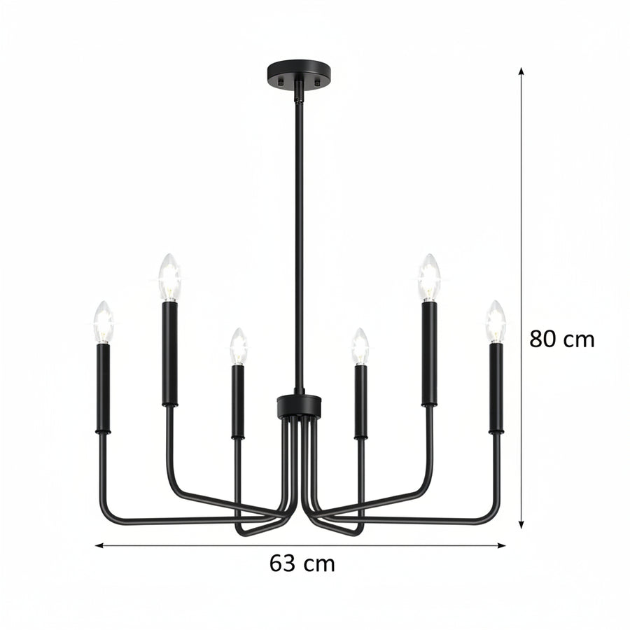 AVANT kovový lustr, kyvadlový typ s rameny, D63 cm kulatý, 6xE14, černý Průmyslové lustry Výchozí název Alessandro Design