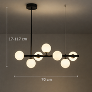 Moderní žárovkový lustr LOFT Pavilion, 7x G9, černý, kov, Nastavitelná výška