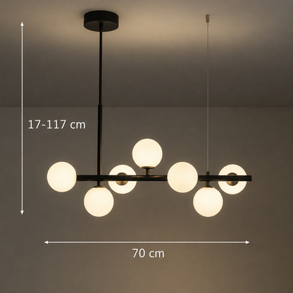 Moderní žárovkový lustr LOFT Pavilion, 7x G9, černý, kov, Nastavitelná výška