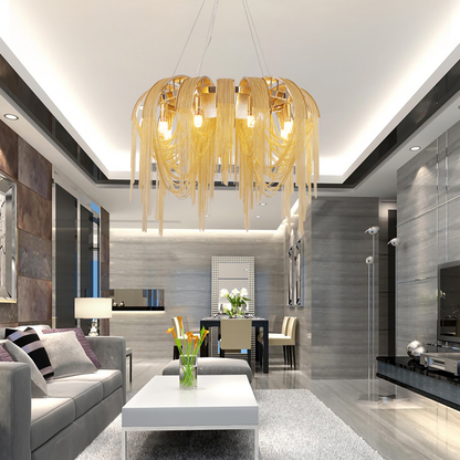 Lustr MD9020/500MMGD, 4xE14, Průměr 50cm, IP20, Zlato, Železo, Hliník, Žárovky nejsou součástí balení