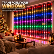 Vánoční instalace typu deště, vícebarevné světlo, 300 x 300 cm, 320 LED
