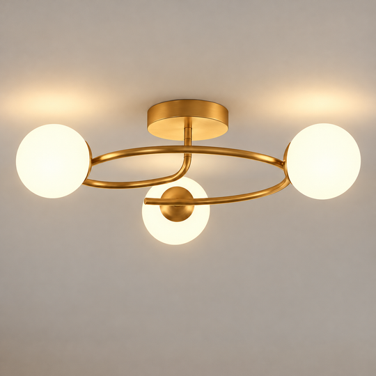 LED a křišťálový lustr ORBIT, 66cm, 3xE27, Globes, Gold