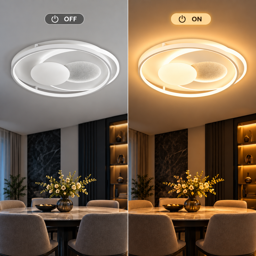 LED lustr s dálkovým ovládáním ISTARAVSHAN, Kulatý tvar, 86W, Studené/Teplé/Neutrální světlo, Stmívatelné, Bílá