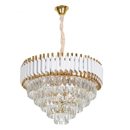 Crystal Chandier Versailles Eleganza 7x E14, průměr 49 cm, lesklý a bílé zlato, nastavitelná výška