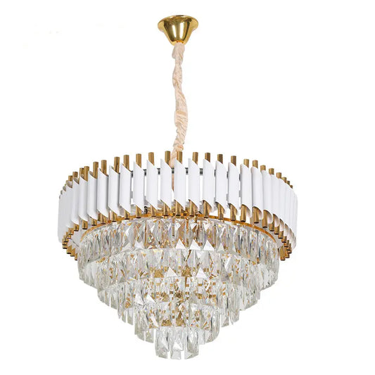 Crystal Chandier Versailles Eleganza 7x E14, průměr 49 cm, lesklý a bílé zlato, nastavitelná výška