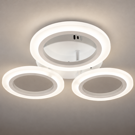 VELKÝ LED lustr 27W, 3 kruhy, neutrální světlo, bílý