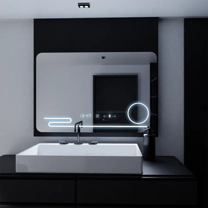 Zrcadlo LED obdélníkový 100x60cm harmonií pohybový pohyb Marcello Desiclatic Clock Defrosting System