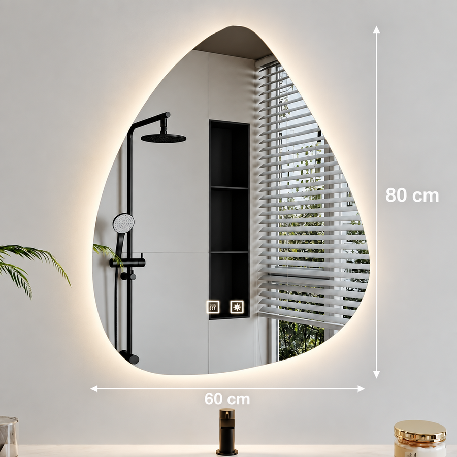 Organické LED zrcadlo 60x80cm, studené světlo, Demister System, Stmívatelné